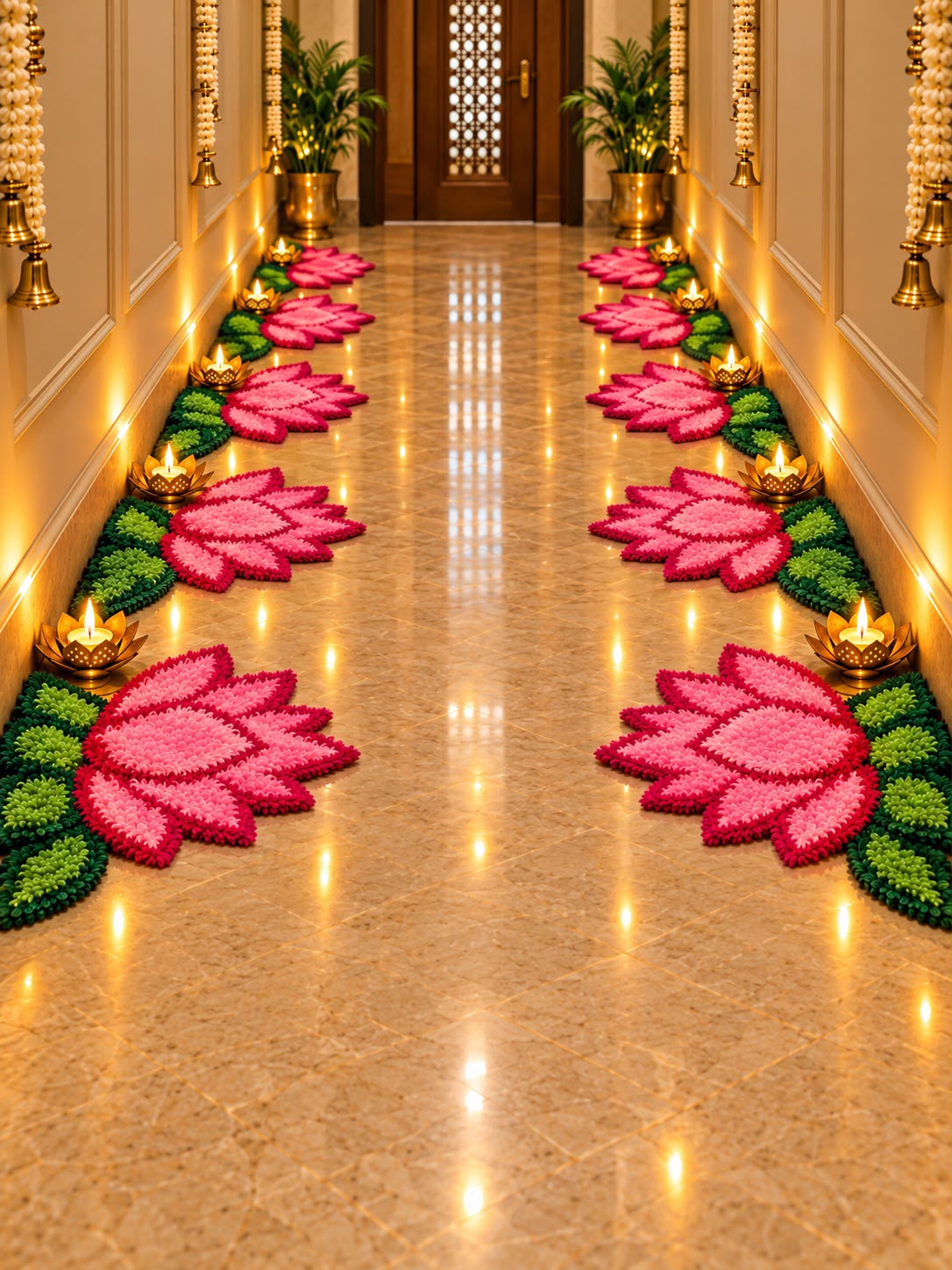 Set of 8 Lotus Rangoli Mats Pink