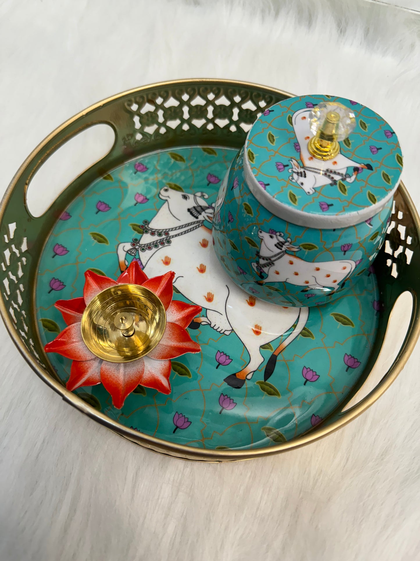 Tray, Jar & Diya Set