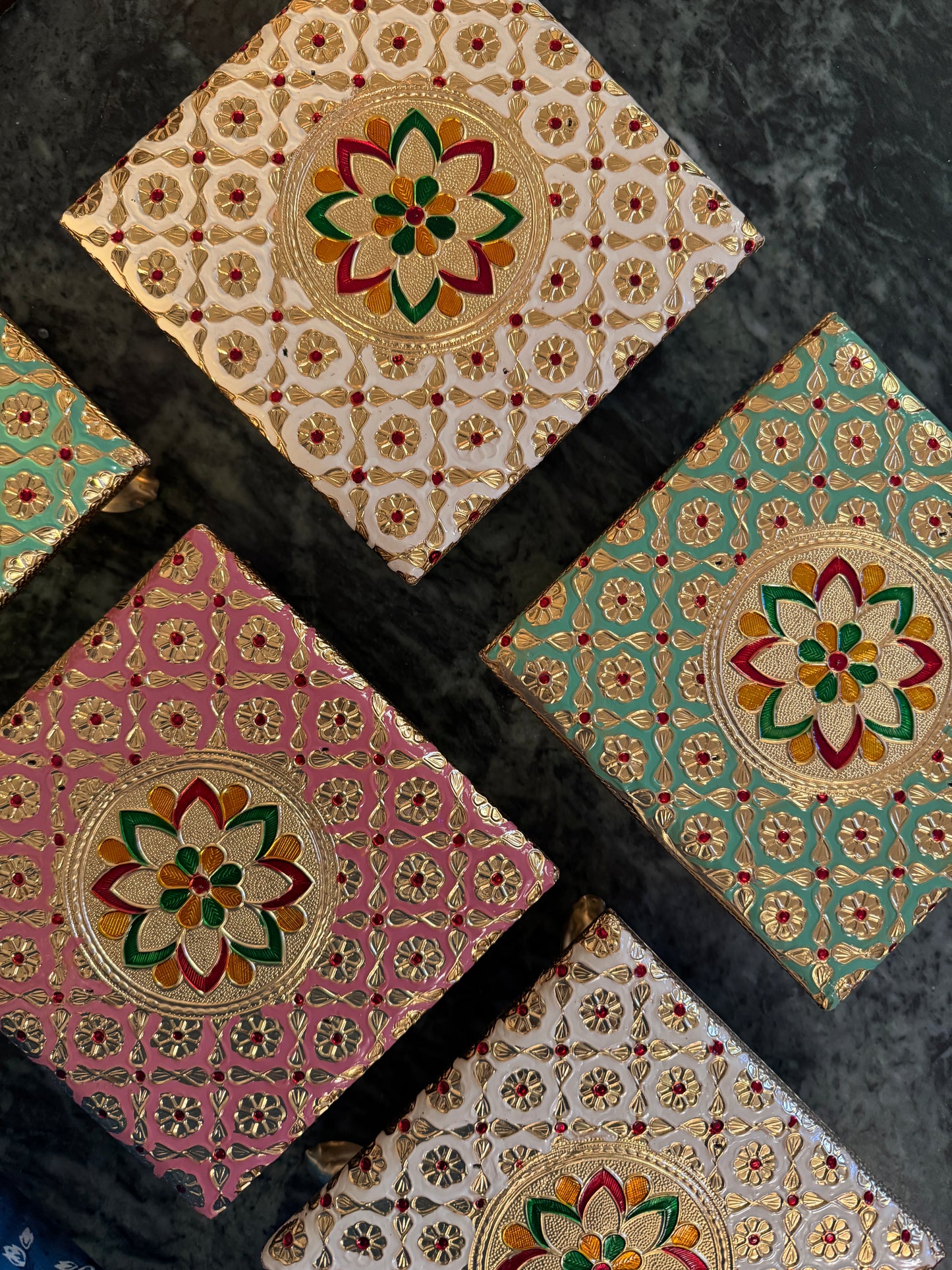 Meenakari Chowki for mandir / pooja / singasan