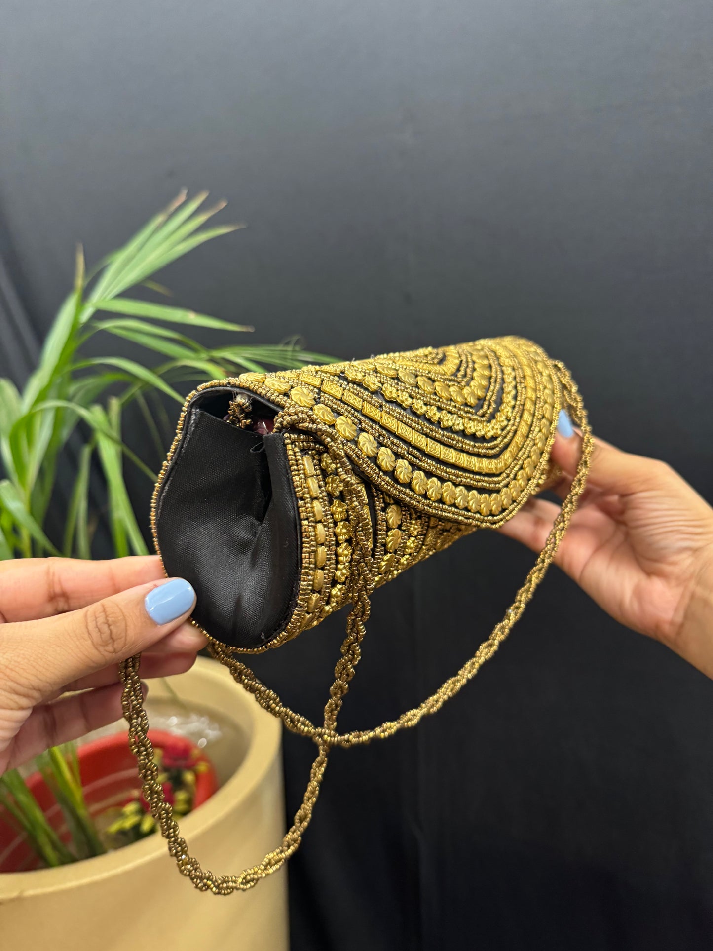 Cylindrical handmade wallet sling bag