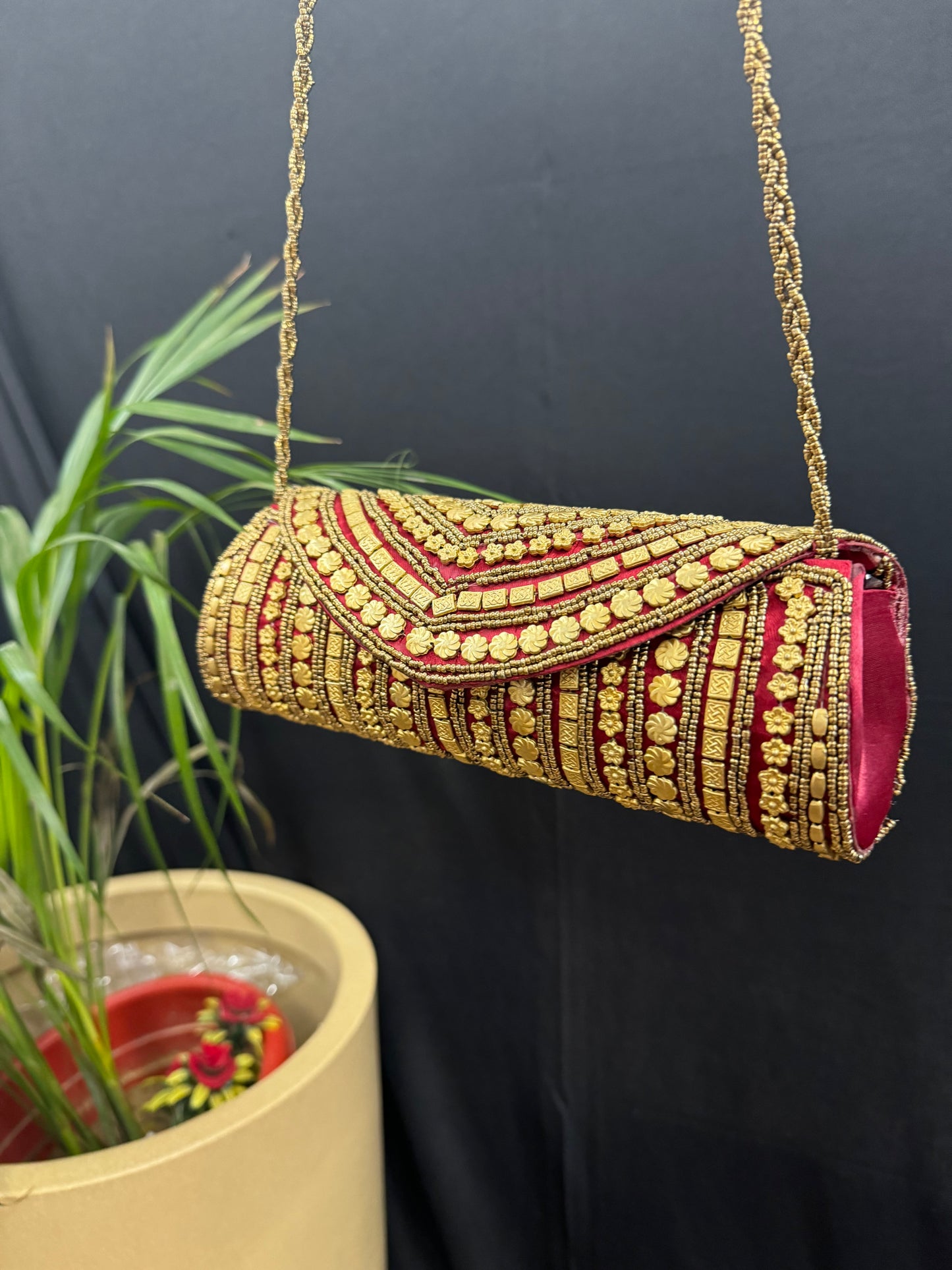 Cylindrical handmade wallet sling bag