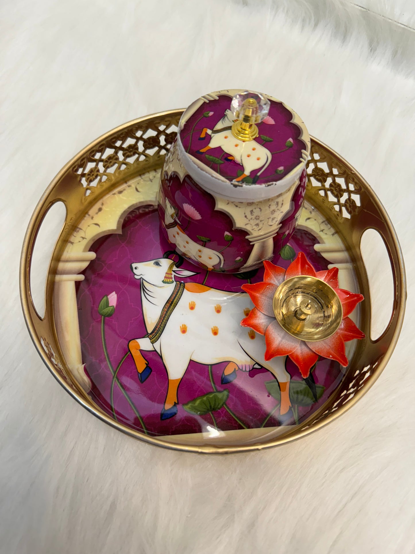 Tray, Jar & Diya Set