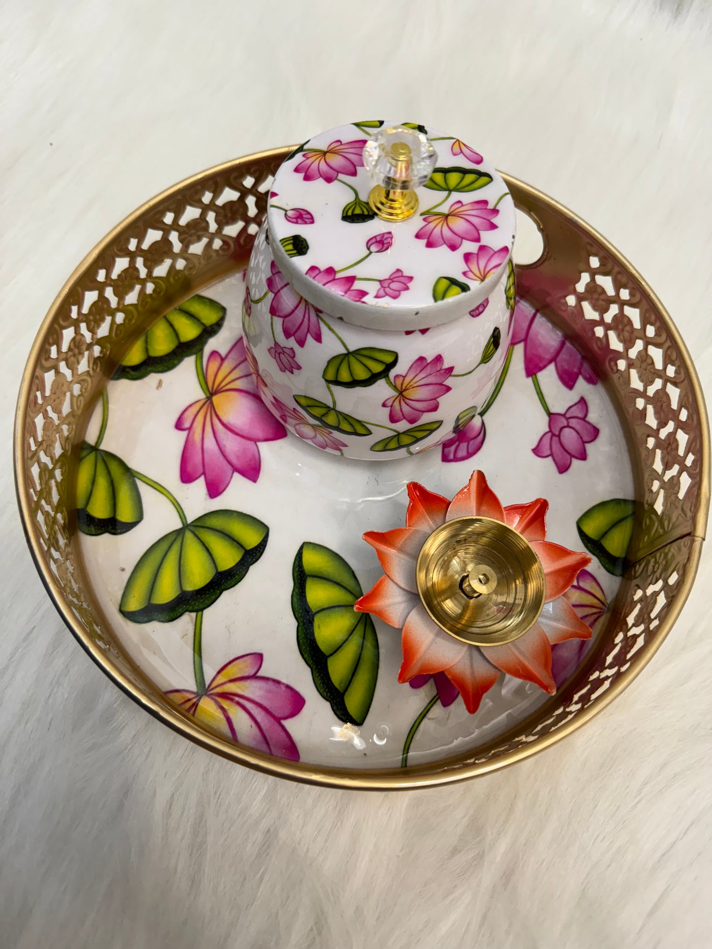 Tray, Jar & Diya Set