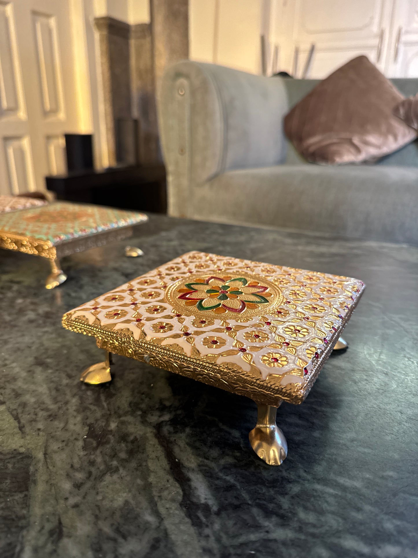 Meenakari Chowki for mandir / pooja / singasan
