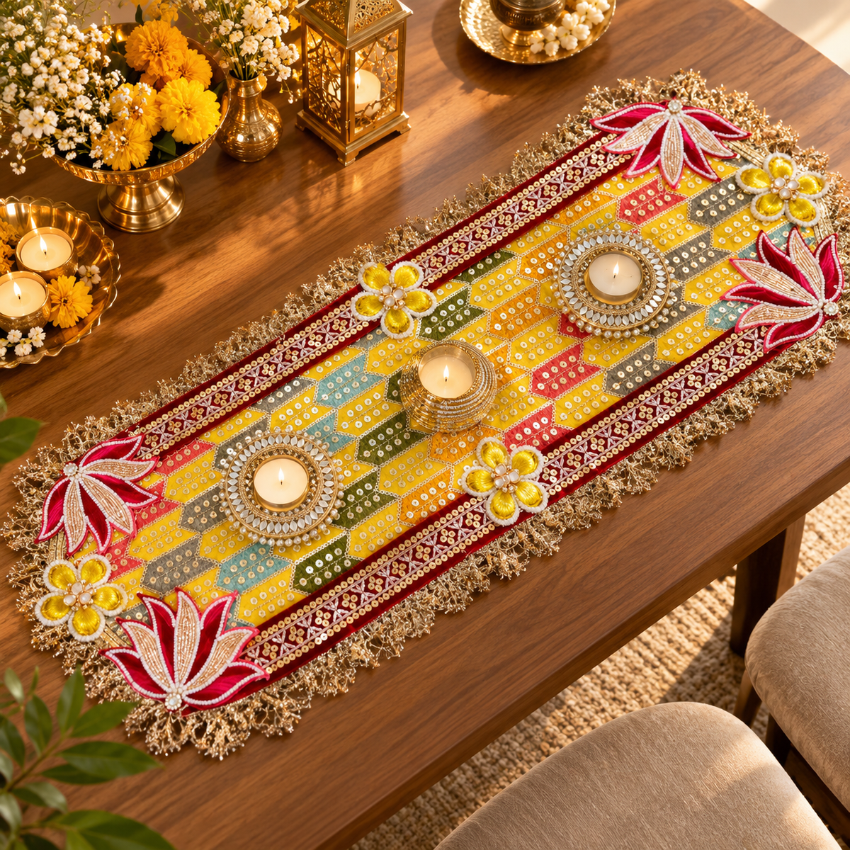 Table Runner with Tealights