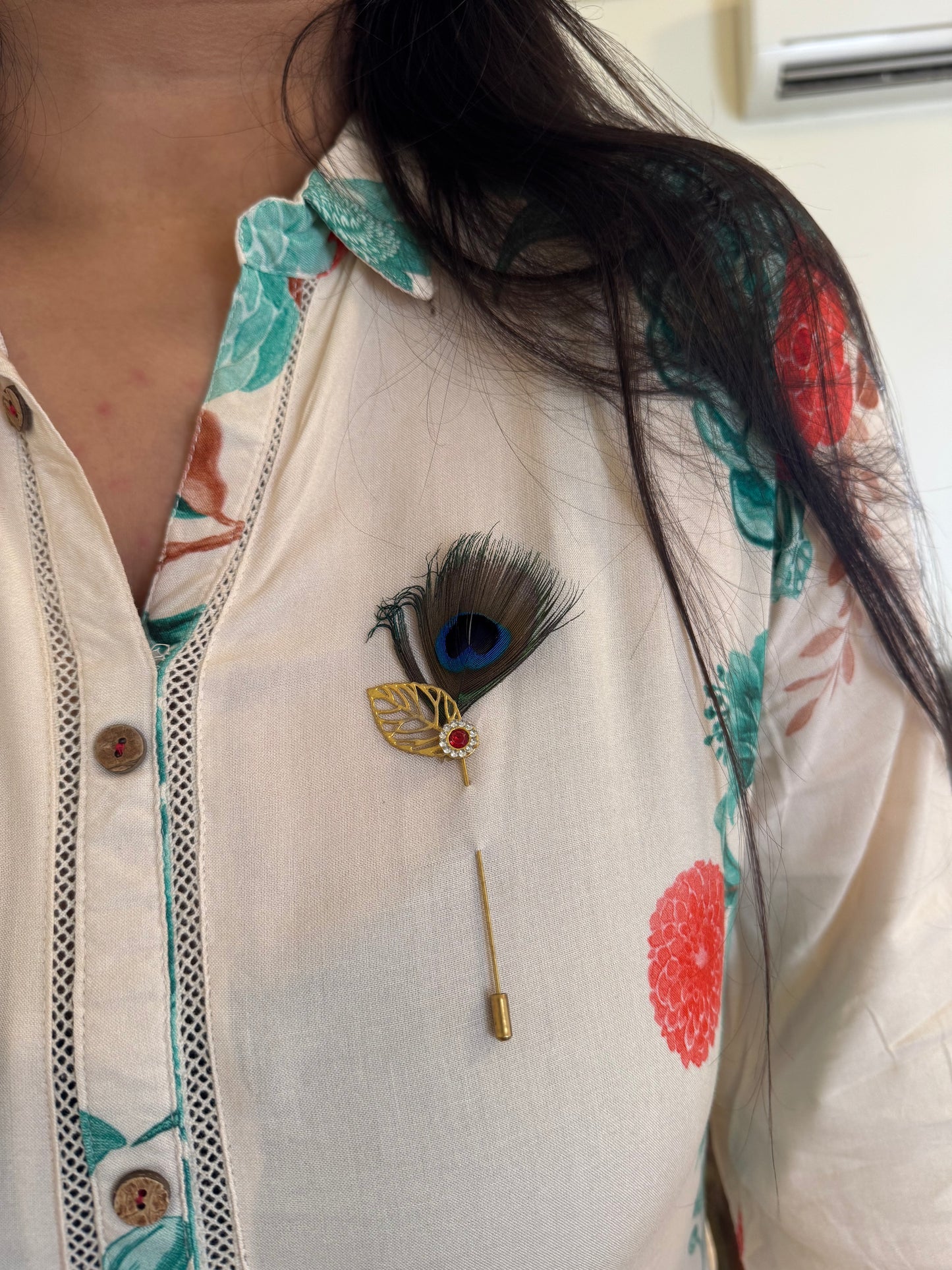 Morh Pankh Krishna Ji Brooch