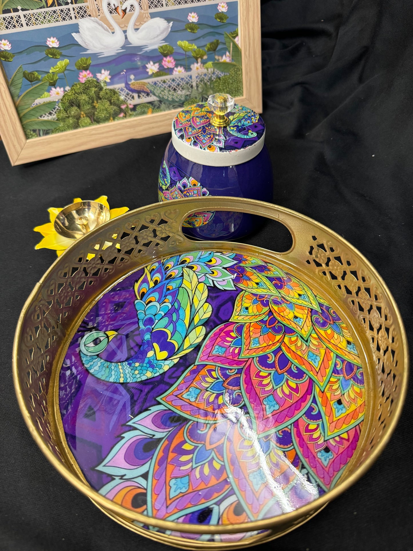 Tray, Jar & Diya Set