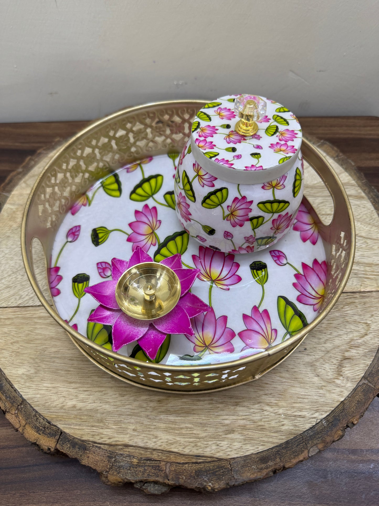 Tray, Jar & Diya Set