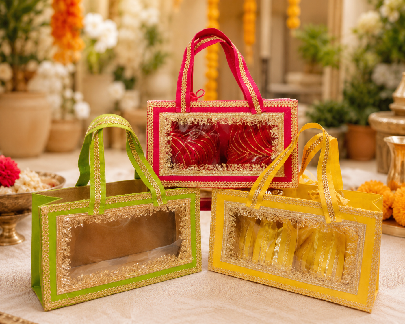 Foldable Box Bag + 2 Potli