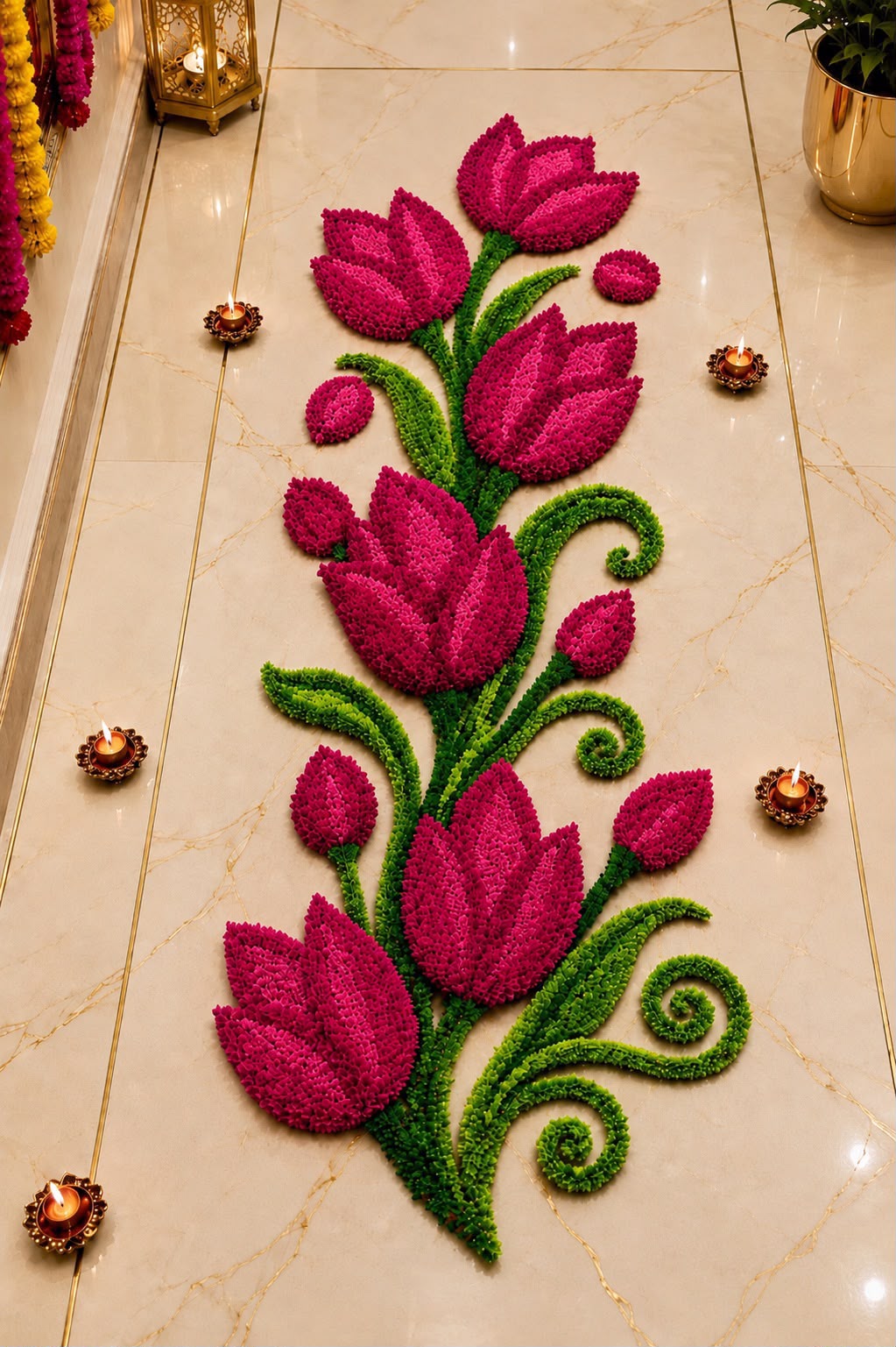 Tulip Trail Rangoli Mat