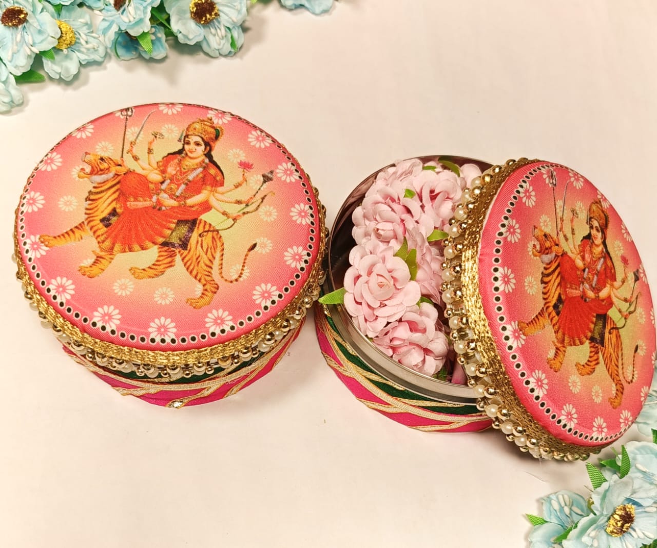 Decorated Stainless Steel Dabba ( Set of 5 )