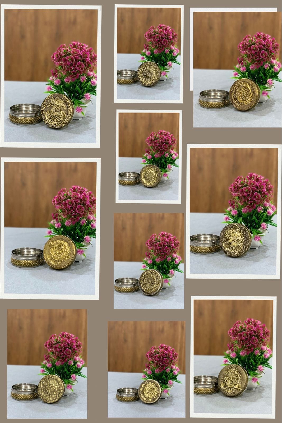 Decorated Stainless Steel Dabba ( Set of 5 )