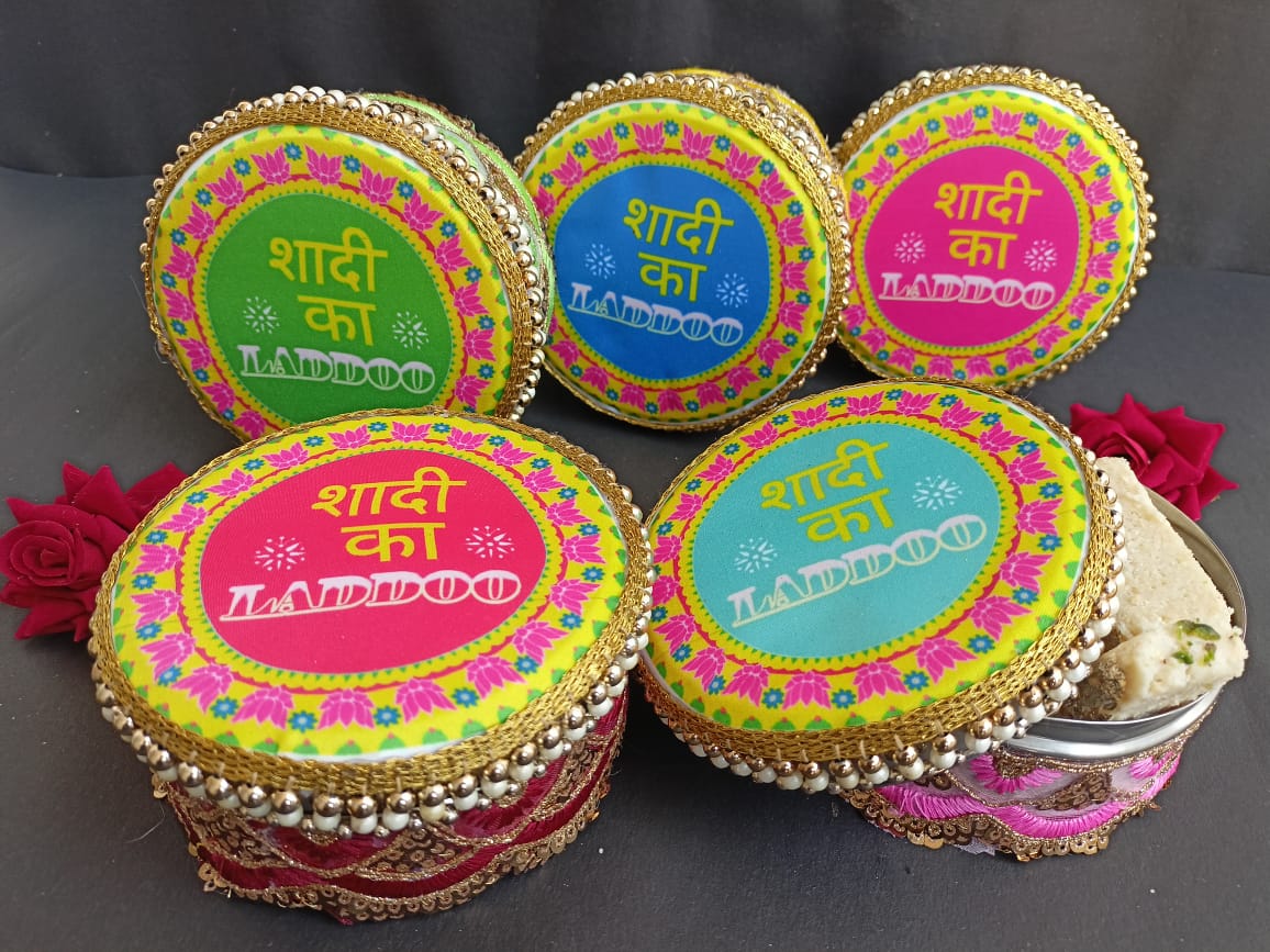Decorated Stainless Steel Dabba ( Set of 5 )