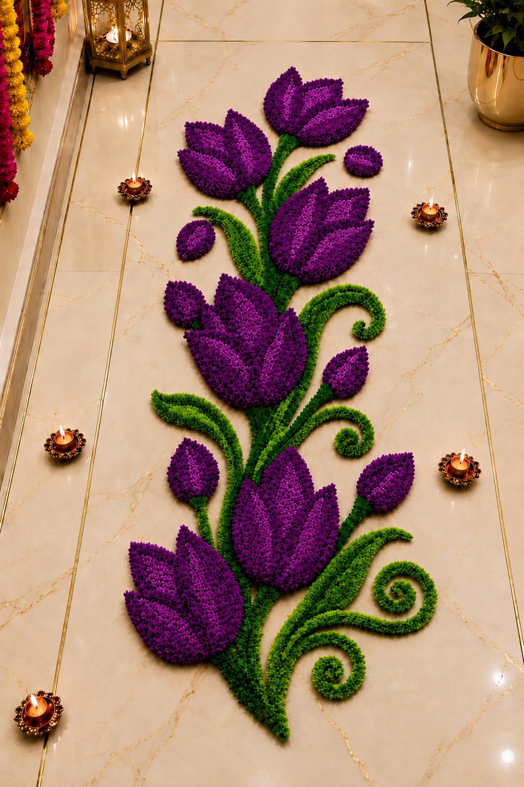 Tulip Trail Rangoli Mat