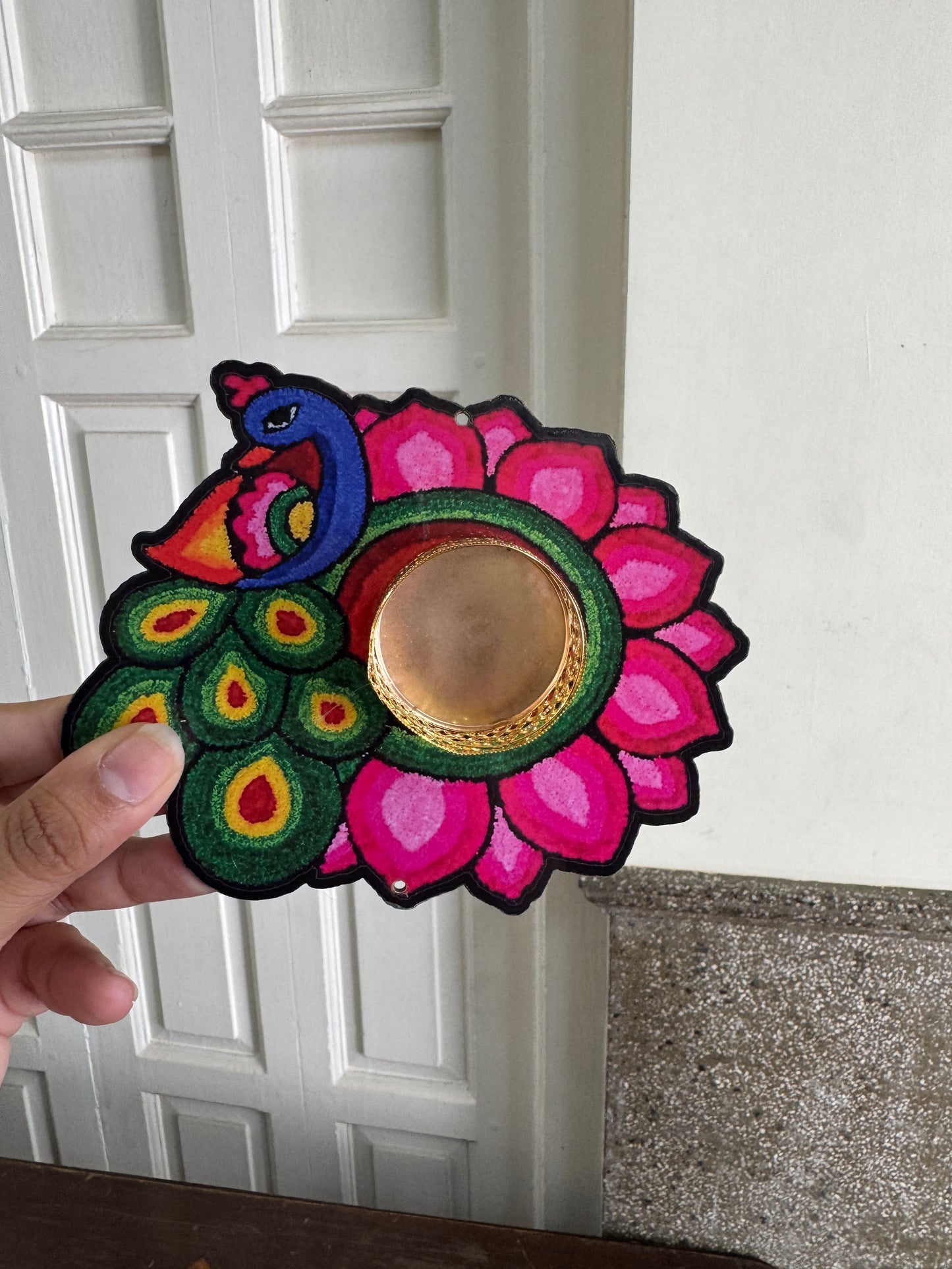 Diwali Tealight Peacock Rangoli Shape