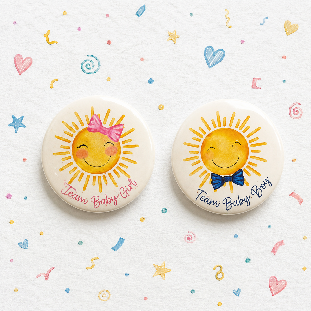 Baby Shower Team Girl Team Boy Badge ( Pin )