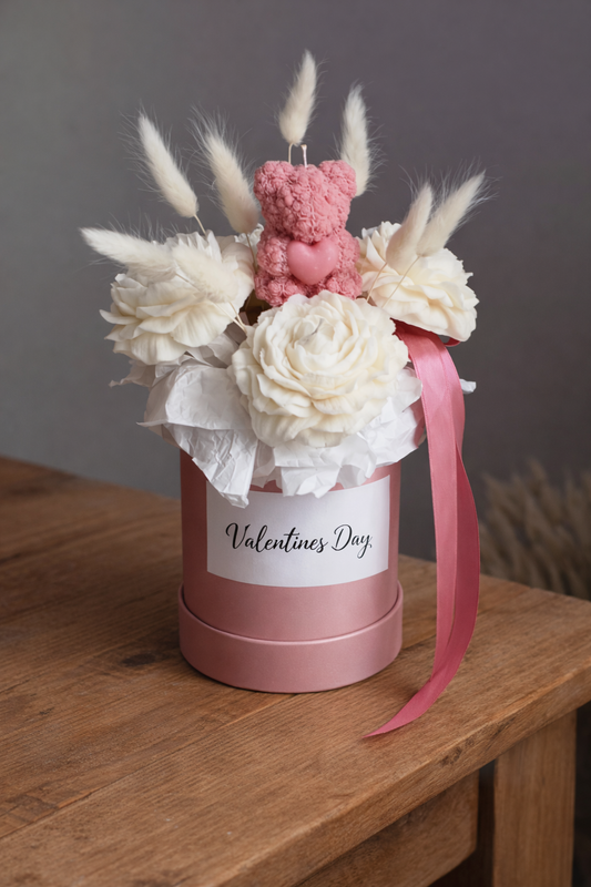 Candle Flower and Teddy Bouquet