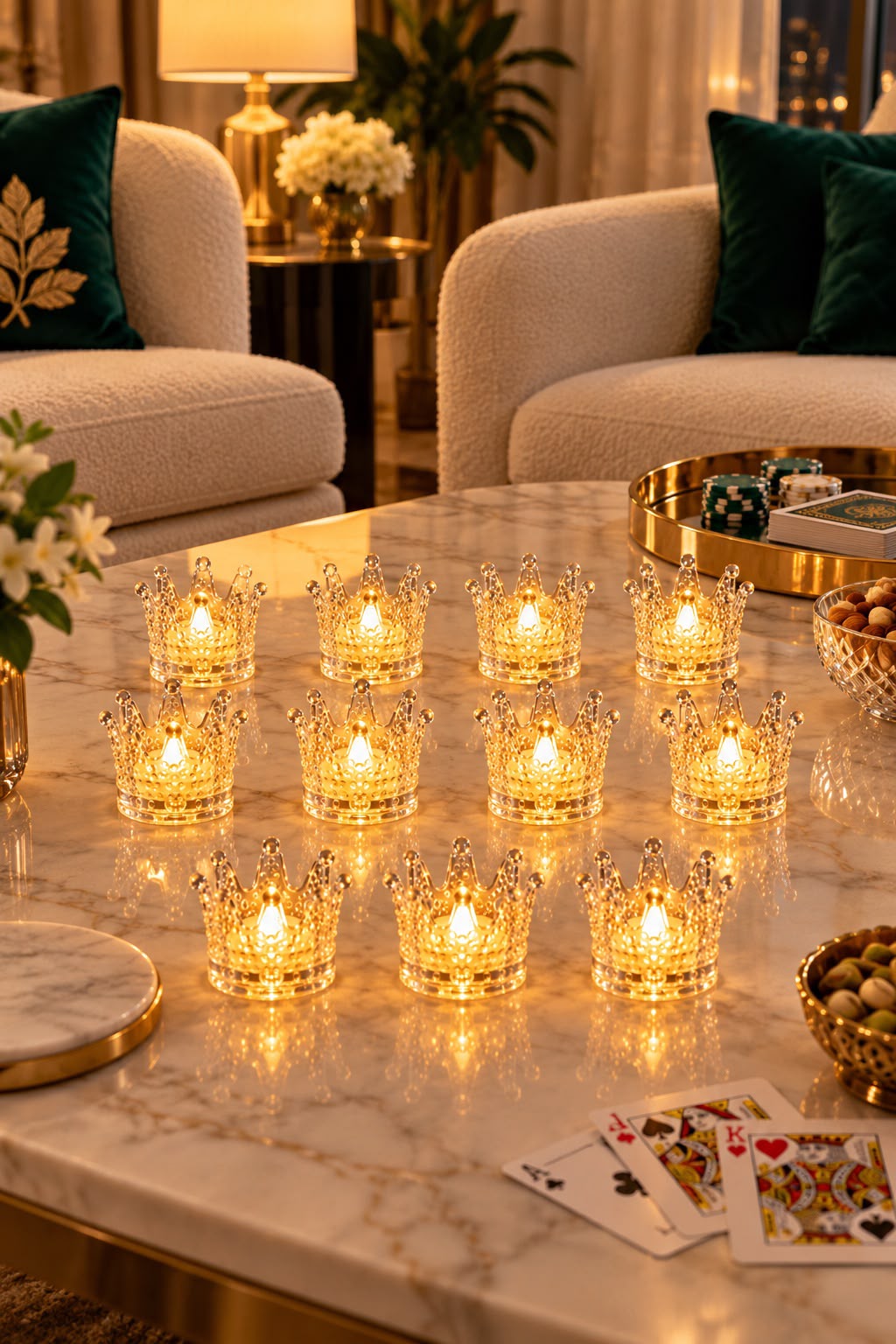 Set of 12 Crown LED candles
