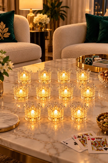 Set of 12 Crown LED candles