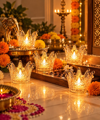Set of 12 Crown LED candles
