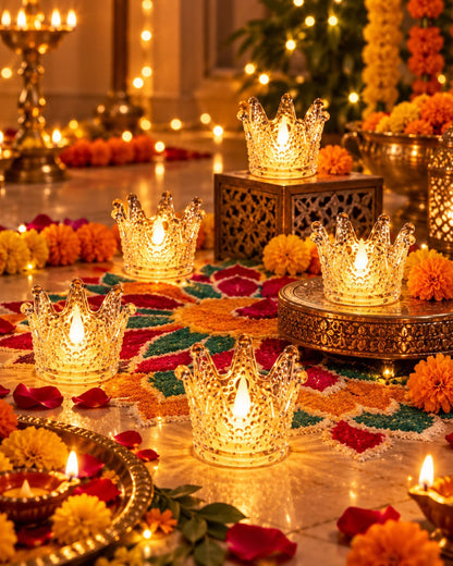 Set of 12 Crown LED candles
