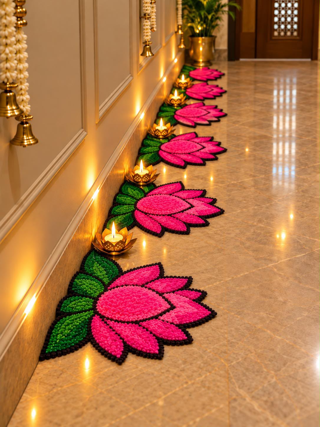 Set of 8 Lotus Rangoli Mats