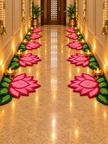 Set of 8 Lotus Rangoli Mats Pink