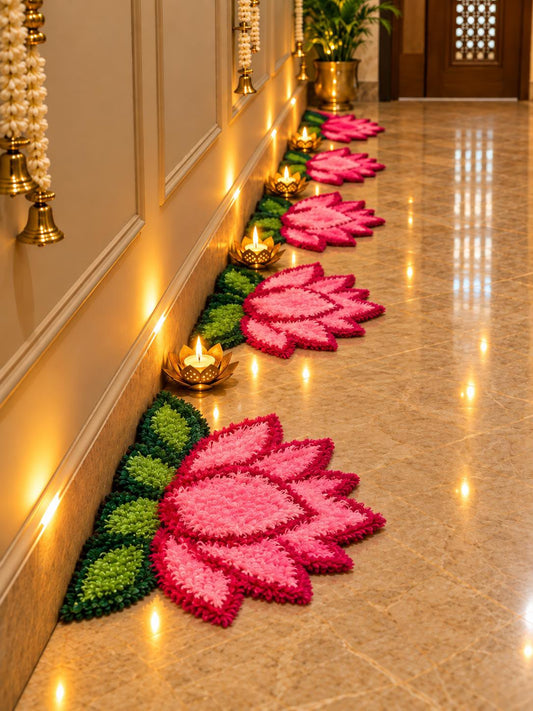 Set of 8 Lotus Rangoli Mats Pink