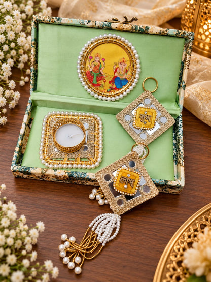 Diwali Shubh Labh Tealight Gift Box Hamper Set