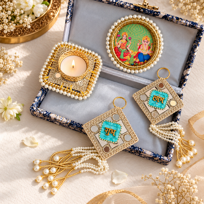 Diwali Shubh Labh Tealight Gift Box Hamper Set