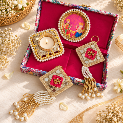 Diwali Shubh Labh Tealight Gift Box Hamper Set