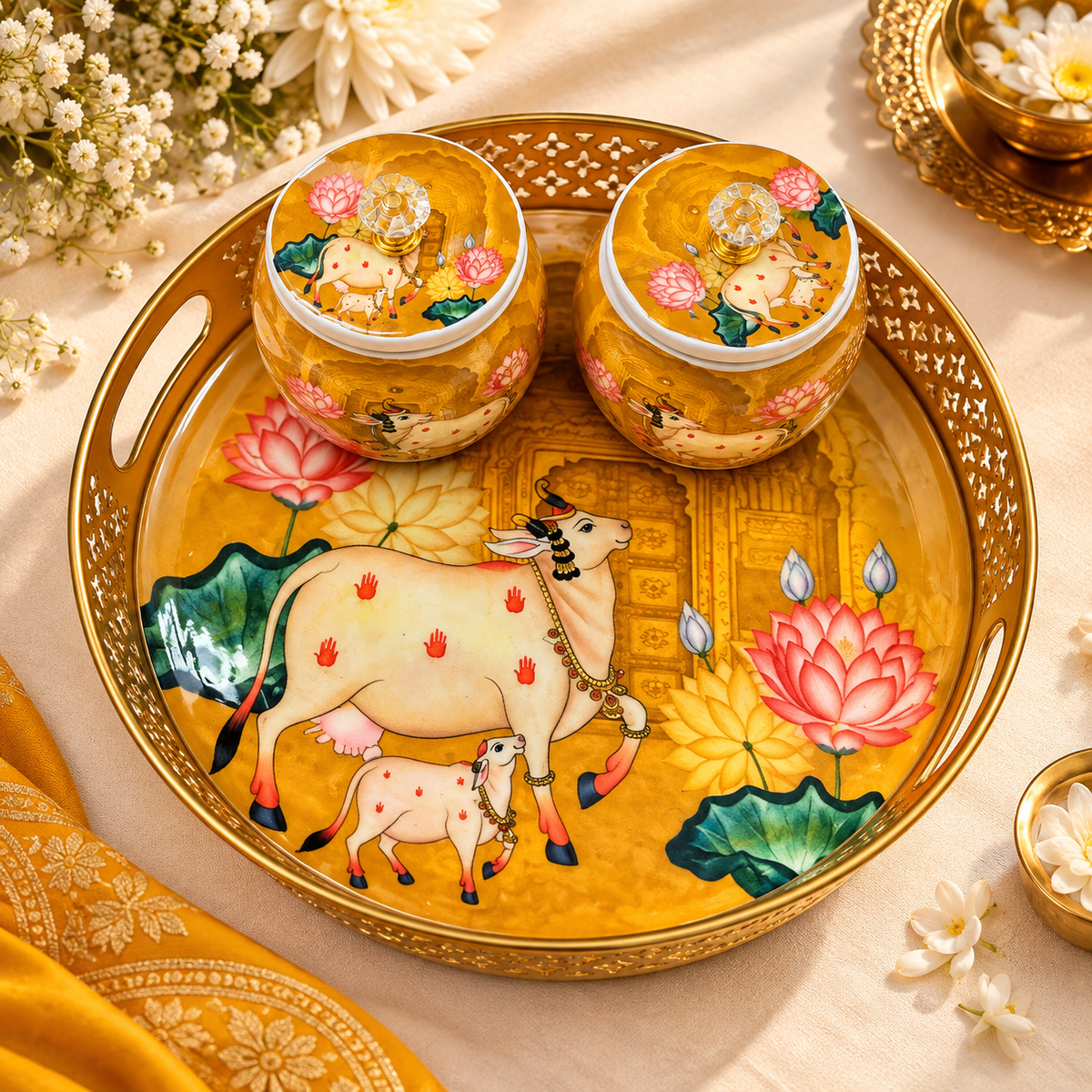 2 Jars and Tray Set