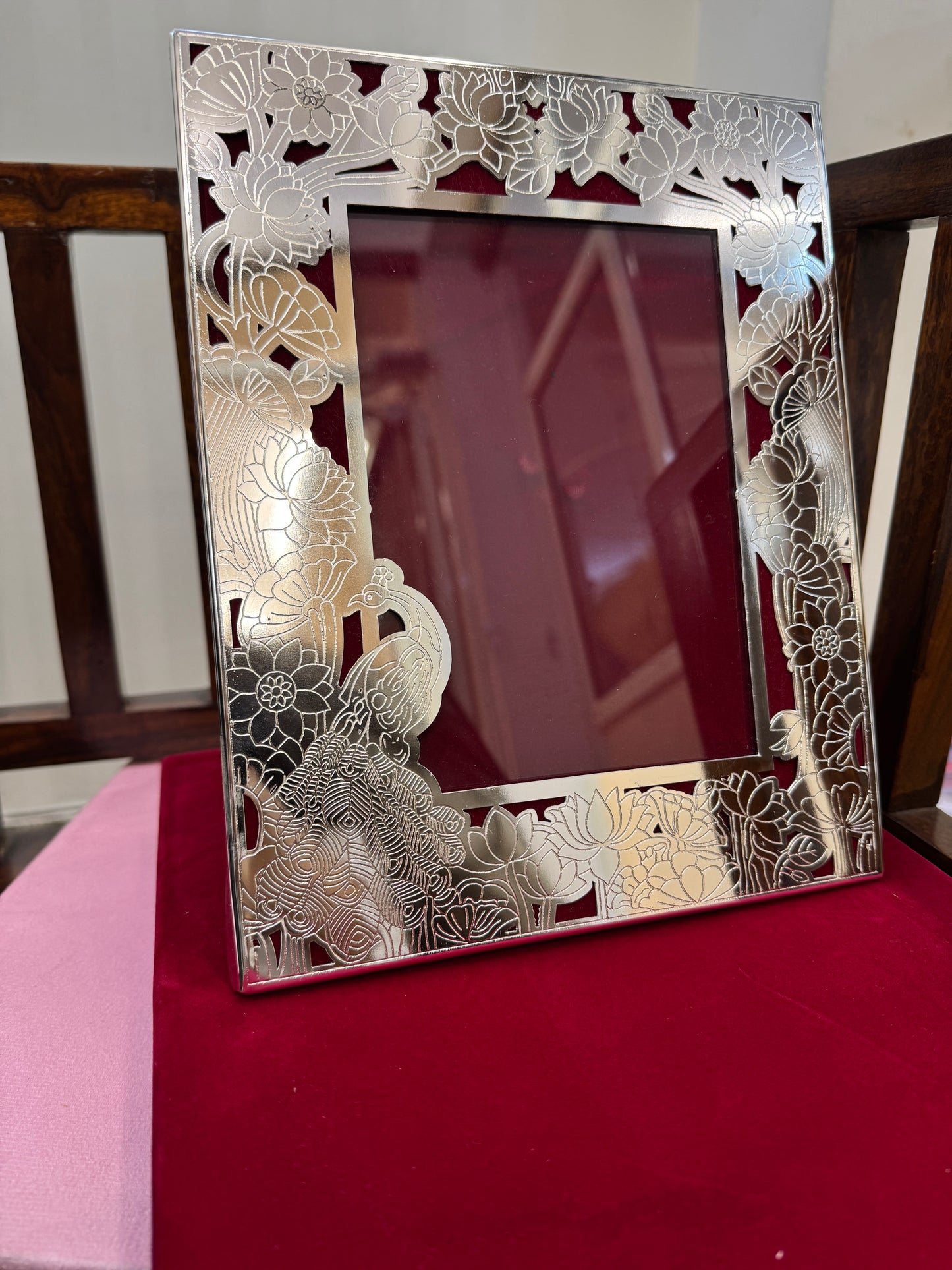 German Silver Frame Pecock Box Gift Set
