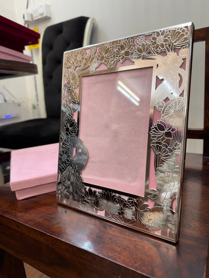 German Silver Frame Pecock Box Gift Set