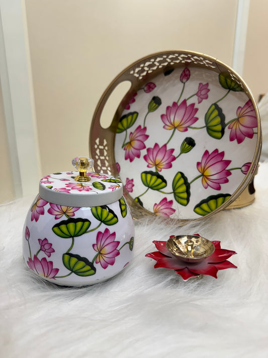 Tray, Jar & Diya Set