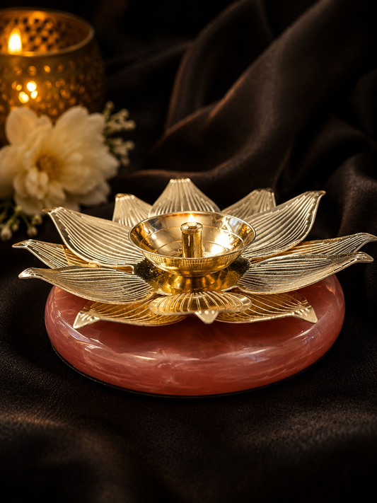 Rose Quartz Lotus Diya