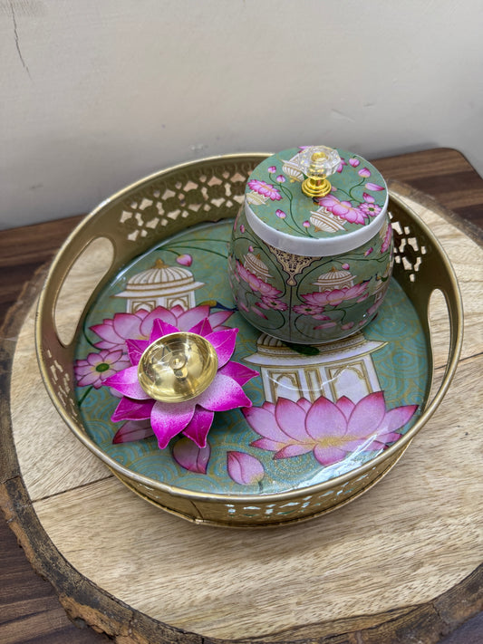 Tray, Jar & Diya Set