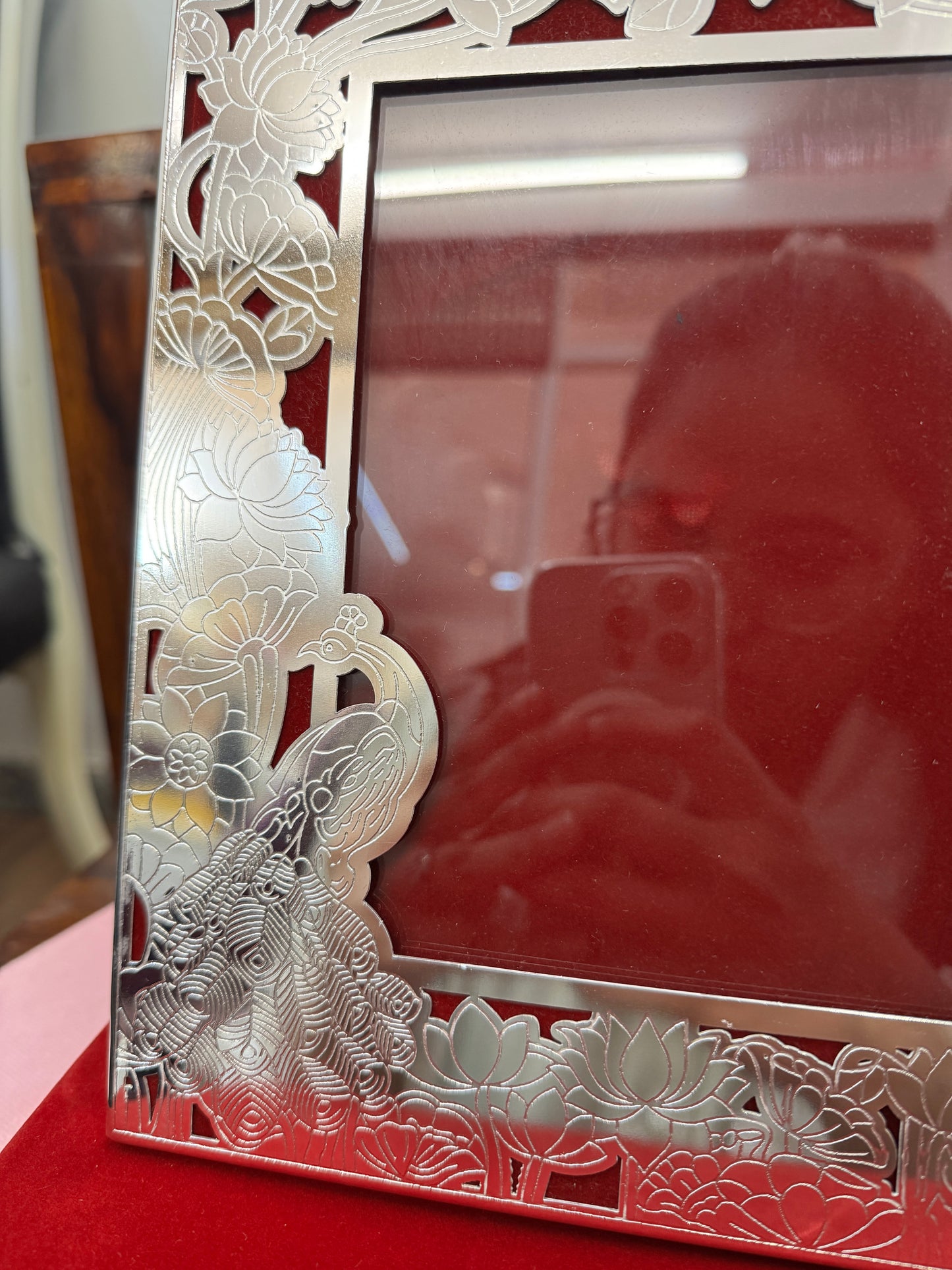 German Silver Frame Pecock Box Gift Set