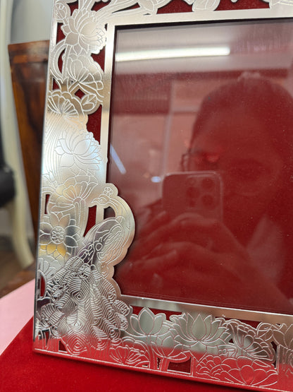 German Silver Frame Pecock Box Gift Set