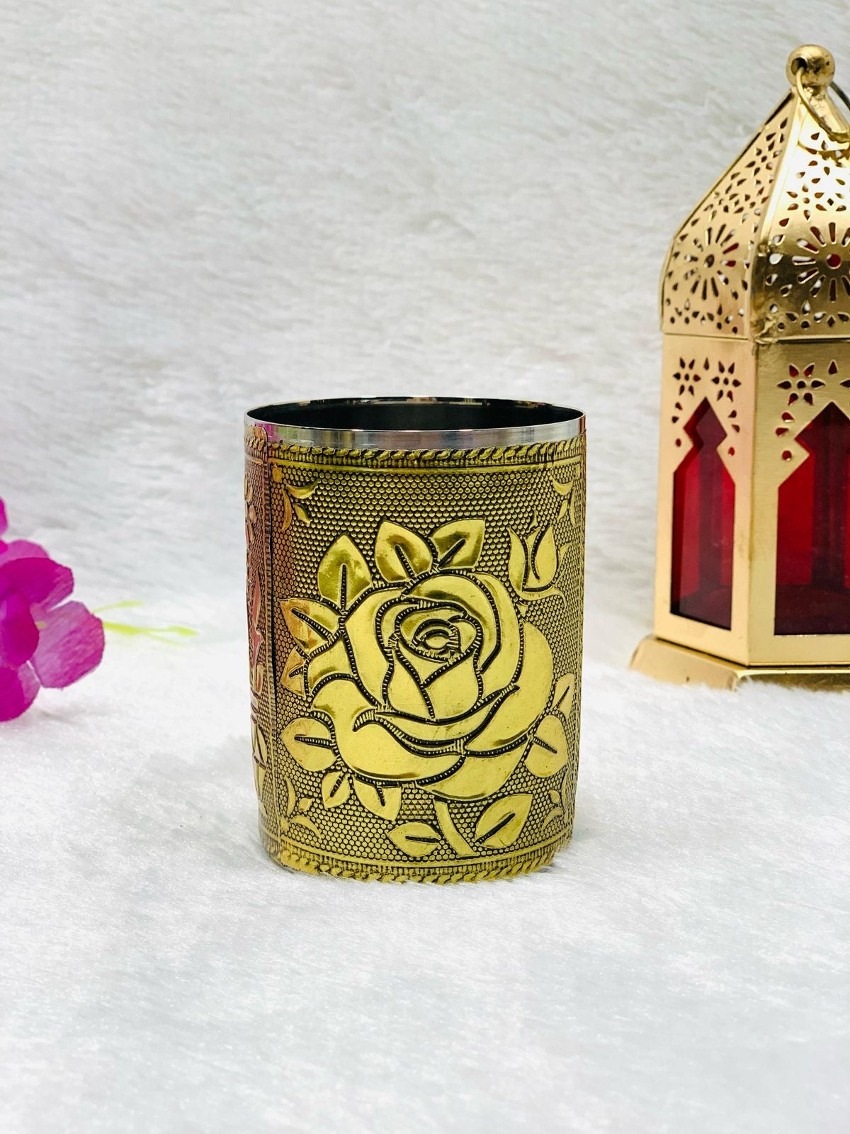 Decorated Meena Steel Glasses
