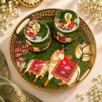 2 Jars and Tray Set