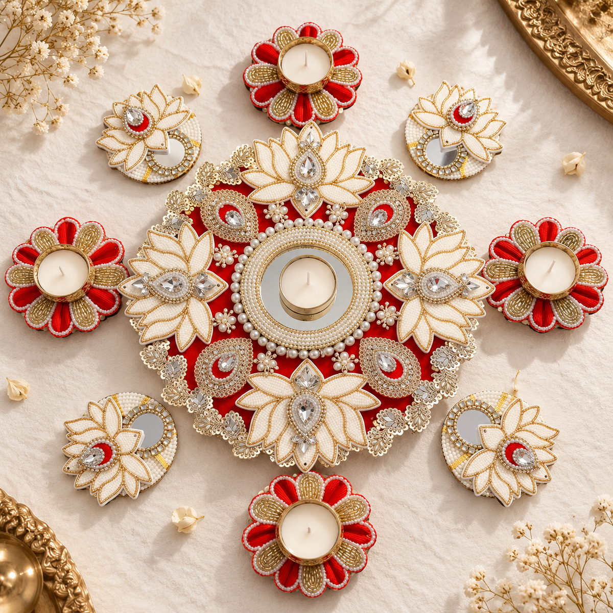 Premium Decorative Mirror Rangoli Set