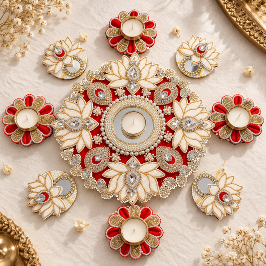 Premium Decorative Mirror Rangoli Set