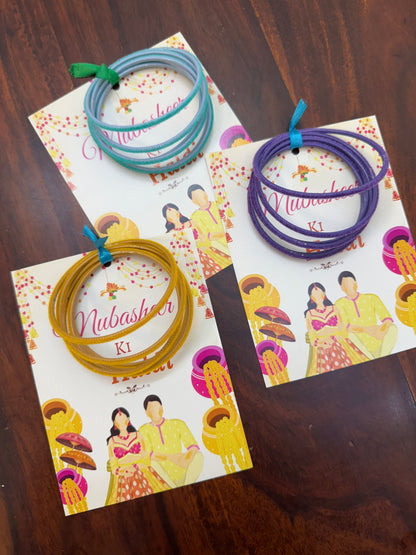 Set of 6 Velvet Bangles with Card