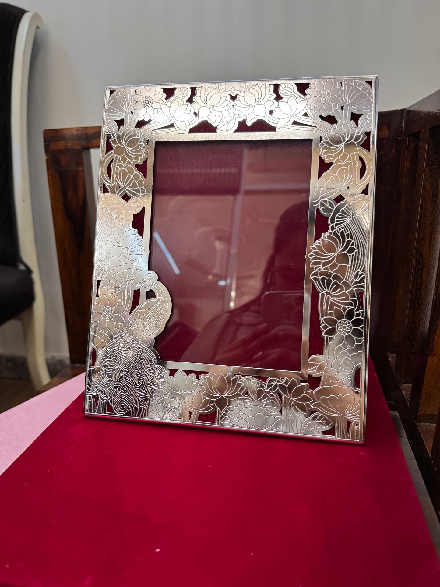 German Silver Frame Pecock Box Gift Set