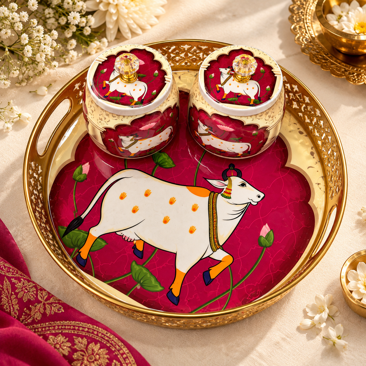 2 Jars and Tray Set