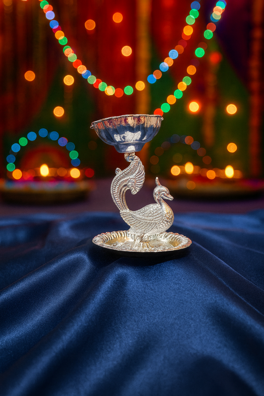 German Silver Batti Diya Stand