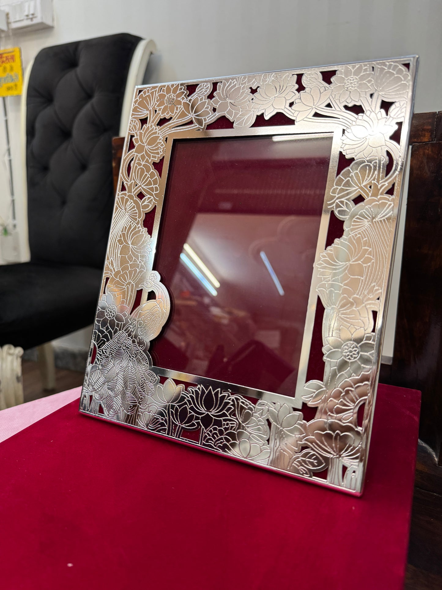 German Silver Frame Pecock Box Gift Set