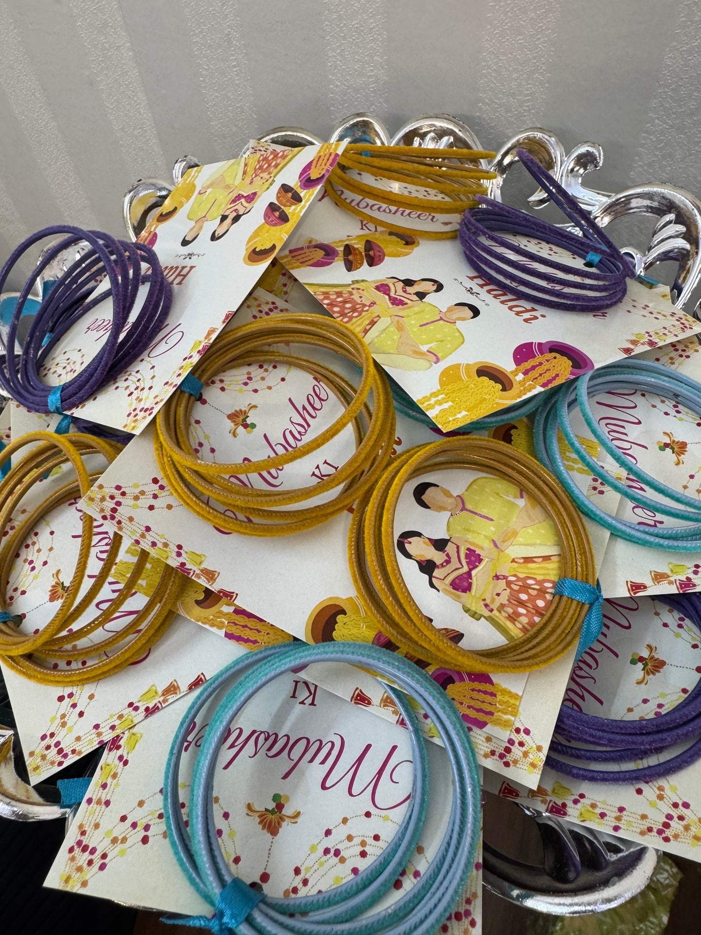 Set of 6 Velvet Bangles with Card