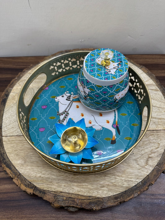 Tray, Jar & Diya Set